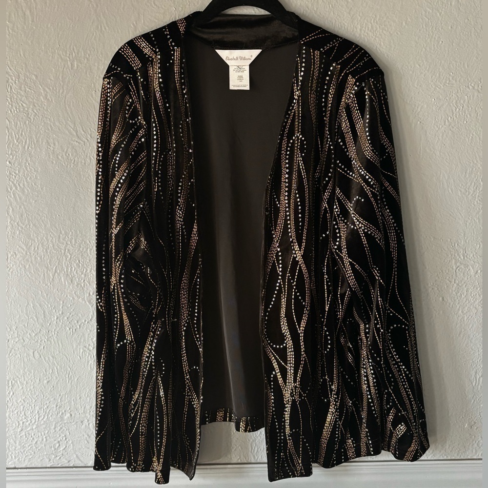 Elisabeth Williams | velvet | bling | open front | jacket | XL